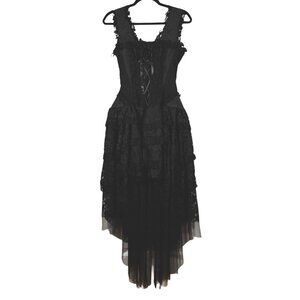 Burleska High-Low Hem Ruffle Details Sleeveless Lace Corset Dress Size 26 Gothic